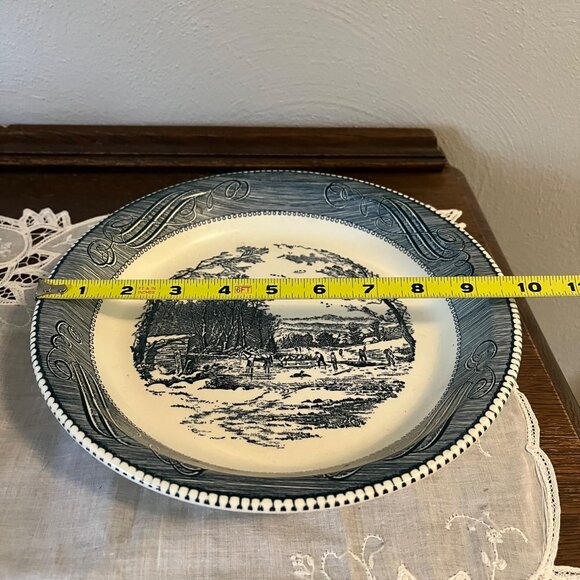 Vintage Blue Currier and Ives Pie Plate - Picture 3 of 5
